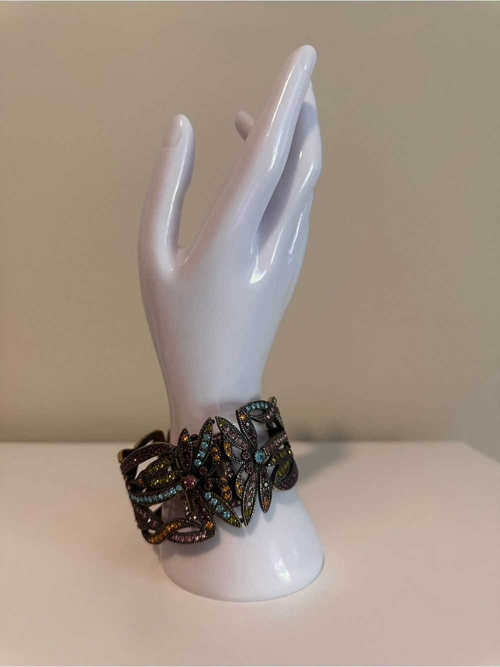 Heidi Daus Multicolor Crystal Peekaboo Secret Watch Cuff Bracelet